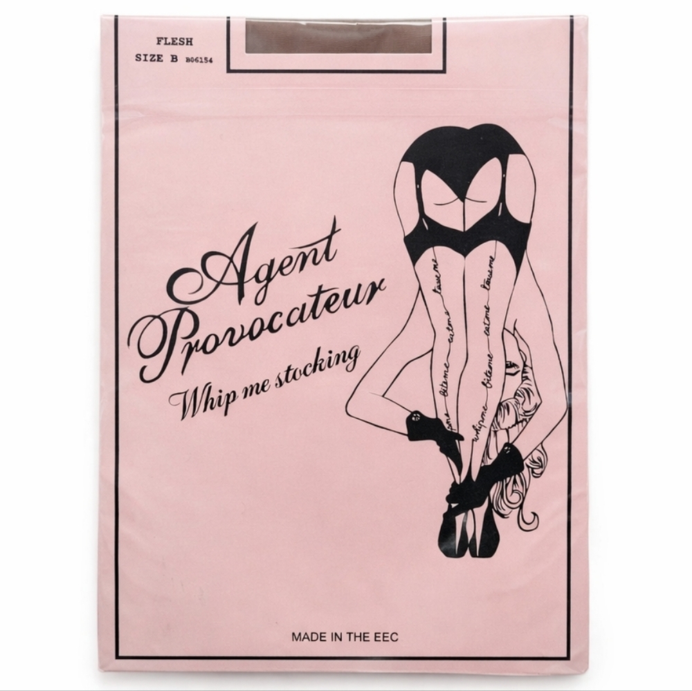 Vintage Agent Provocateur Whip Me Stockings Back Seam Script NWT Size B